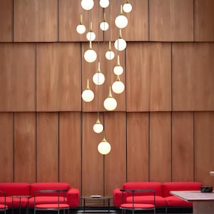 Modern Globe Chandelier: Multi Bulb Pendant Light for High Ceilings