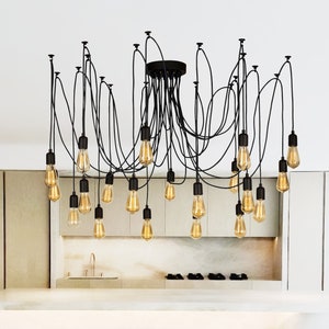 Spider Chandelier Pendant Light, Spider Pendant Light, Minimal Modern Light, High Ceiling Light, Multi Bulb Chandelier, Customizable Light