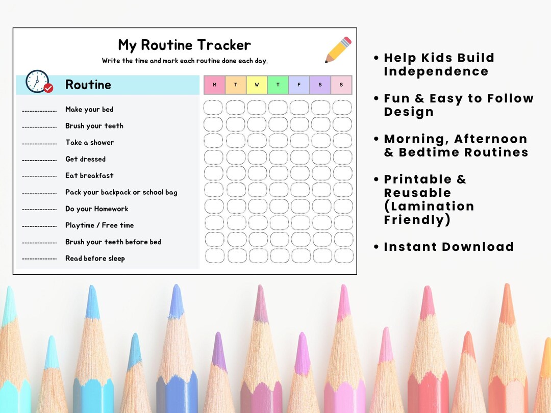 Daily Routine Tracker for Kids | A4 Printable Chart & Visual Schedule ...