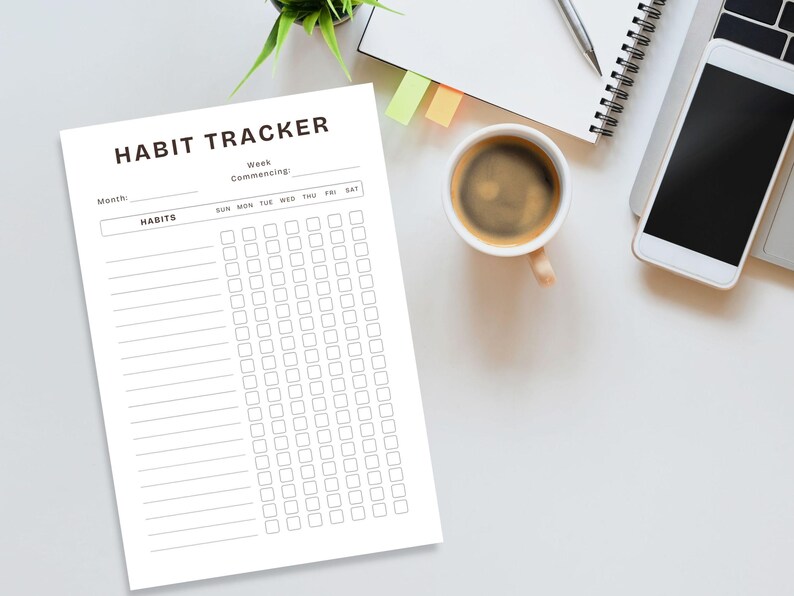 Printable Weekly Habit Tracker | A4 PDF | Goal Setting & Productivity ...
