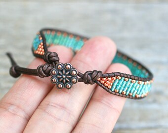 ●tow tow archive● Feverfew Leather Bead Bracelet Blue TBH5 5WBrwnSlvrBlu65_1200x1200.jpg?