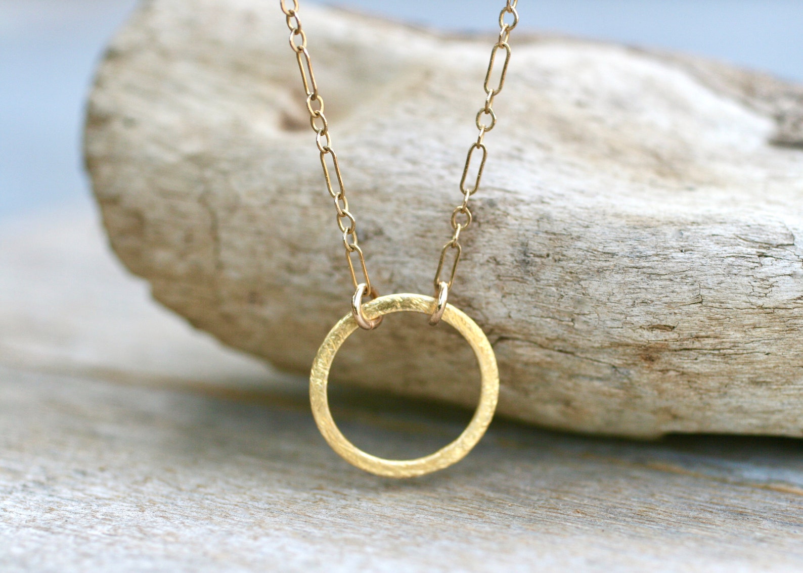 14KT Gold Filled Circle Pendant Necklace Gold Circle Etsy