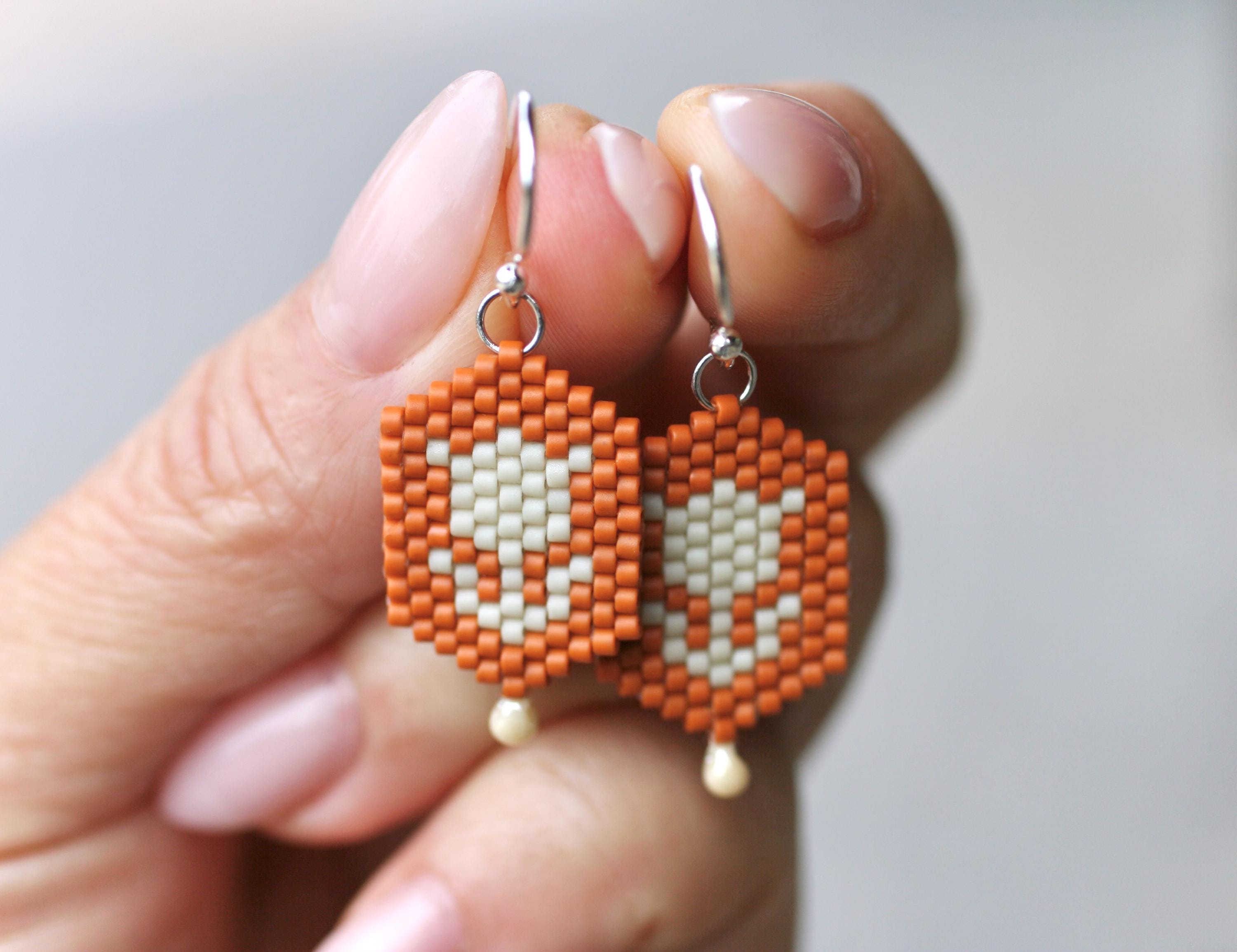 Folk Flower Beaded Earrings: Miyuki Seed Bead Petite Earrings