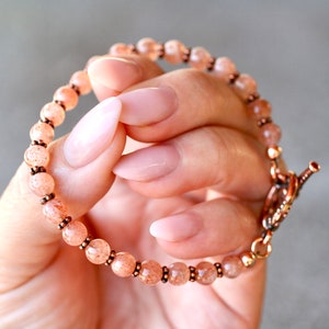 Sunstone Gemstone Bracelet, Beaded Bracelet, Sunstone Jewelry,Stacking Bracelet, Beaded Sunstone Bracelet,Healing Bracelet,Gemstone Bracelet