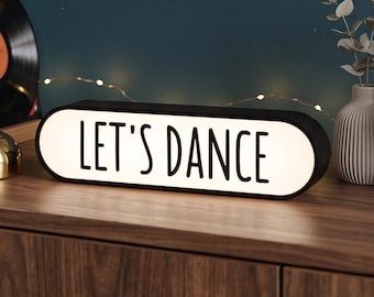 Let's Dance Mini LED Lightbox, Retro Desk Lamp, Dance Studio Sign, Party Decor
