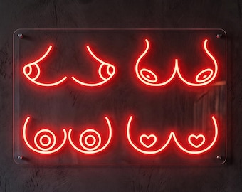 Boob Neon Sign, Female Body LED Wall Light, Body Positive Wall Art for Bedroom, Beauty Room, Bar