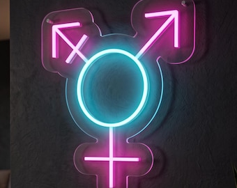 Transgender Neon Sign, Trans Symbol LED Wall Art for LGBTQ Room, Bar Decor