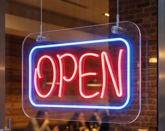 Open Neon Sign, LED Store Sign, Bar Cafe Decor, Business Wall Light