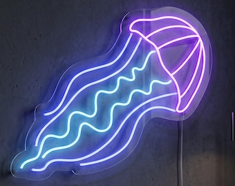 Quallen-Neonreklame, LED-Wandleuchte mit Ozeanmotiv, Schlafzimmerdeko im Küstenstil