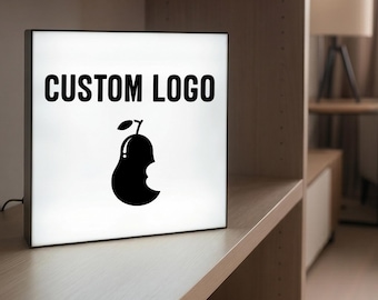 Custom Logo LED Light Box, Mini Display for Studio, Office Desk Decor