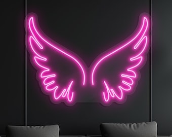 Angel Wings Neon Sign, LED Light Up Sign, Aesthetic Photo Backdrop Decor, Boutique Wall Art, Party Wall Decor, Wings for Selfie, Photo Booth