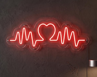 ECG Heartbeat LED Neon Sign, Modern Wall Light for Clinic, Home Gym