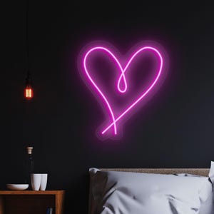 Cute Heart Neon Sign, Pink Neon Sign, Aesthetic LED Wall Light for Bedroom Decor, Romantic Gift for Her, Love Neon Sign, Cute Gift for Girls