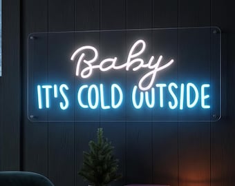 Baby It's Cold Outside Neon Sign, Vintage Christmas LED Light, Retro Holiday Decor