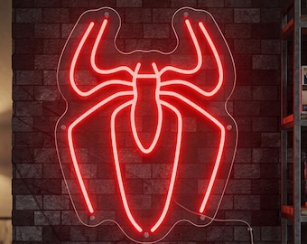 Spider Neon Sign, LED Wall Light for Bedroom, Gamer Room Decor, Gift for Boys