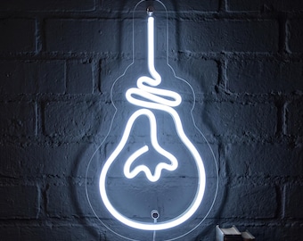 Light Bulb Neon Sign, Modern LED Wall Decor, Bedroom Lighting