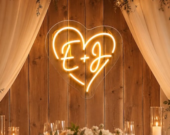 Personalized Wedding Neon Sign, Custom Monogram LED Light Decor for Ceremony Backdrop