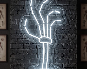 Skeleton Hand LED Light, Creepy Halloween Decor, Dark Gothic Wall Accent, Spooky Death