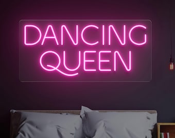 Dancing Queen Neon Sign, Vintage LED Light for Bar, Party Room, Girls Wall Decor