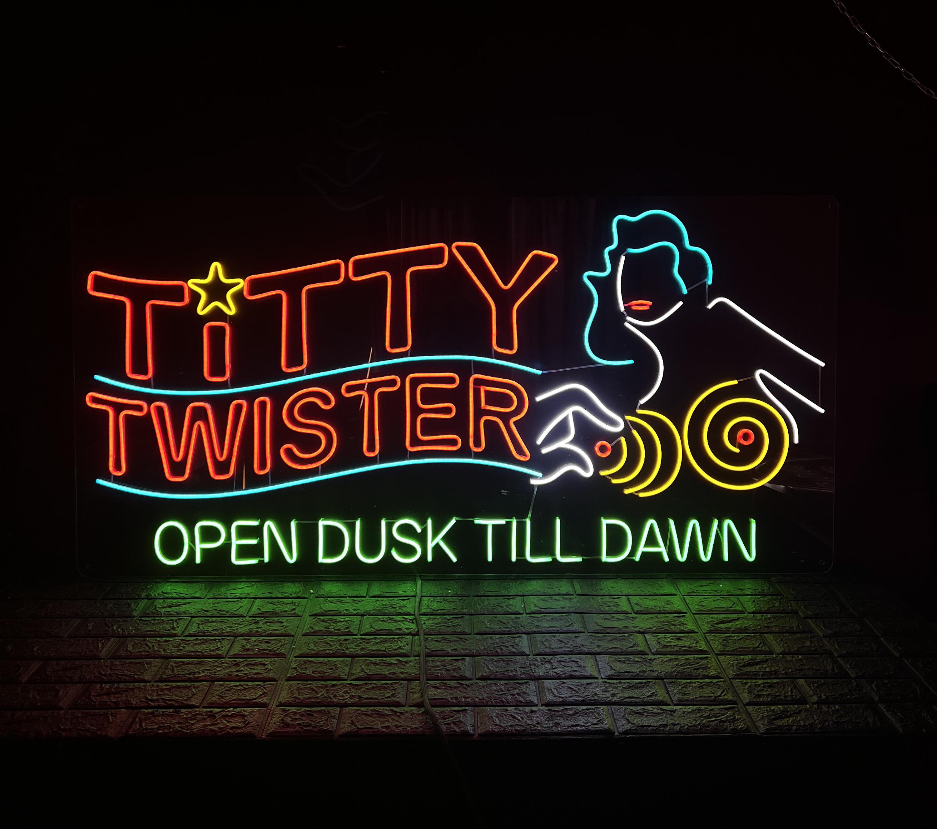 Titty Twister Neon Sign, Retro Bar LED Light, Vintage Wall Art