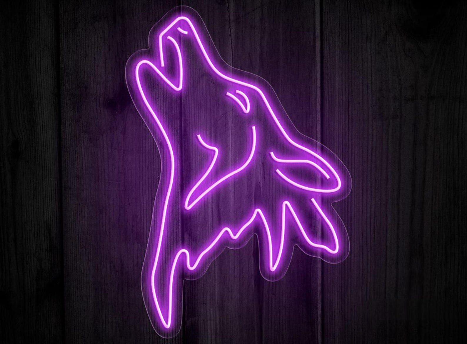 Howling Wolf Neon Sign, Led Neon Sign, Wolf Neon Sign, Man Cave Wall ...