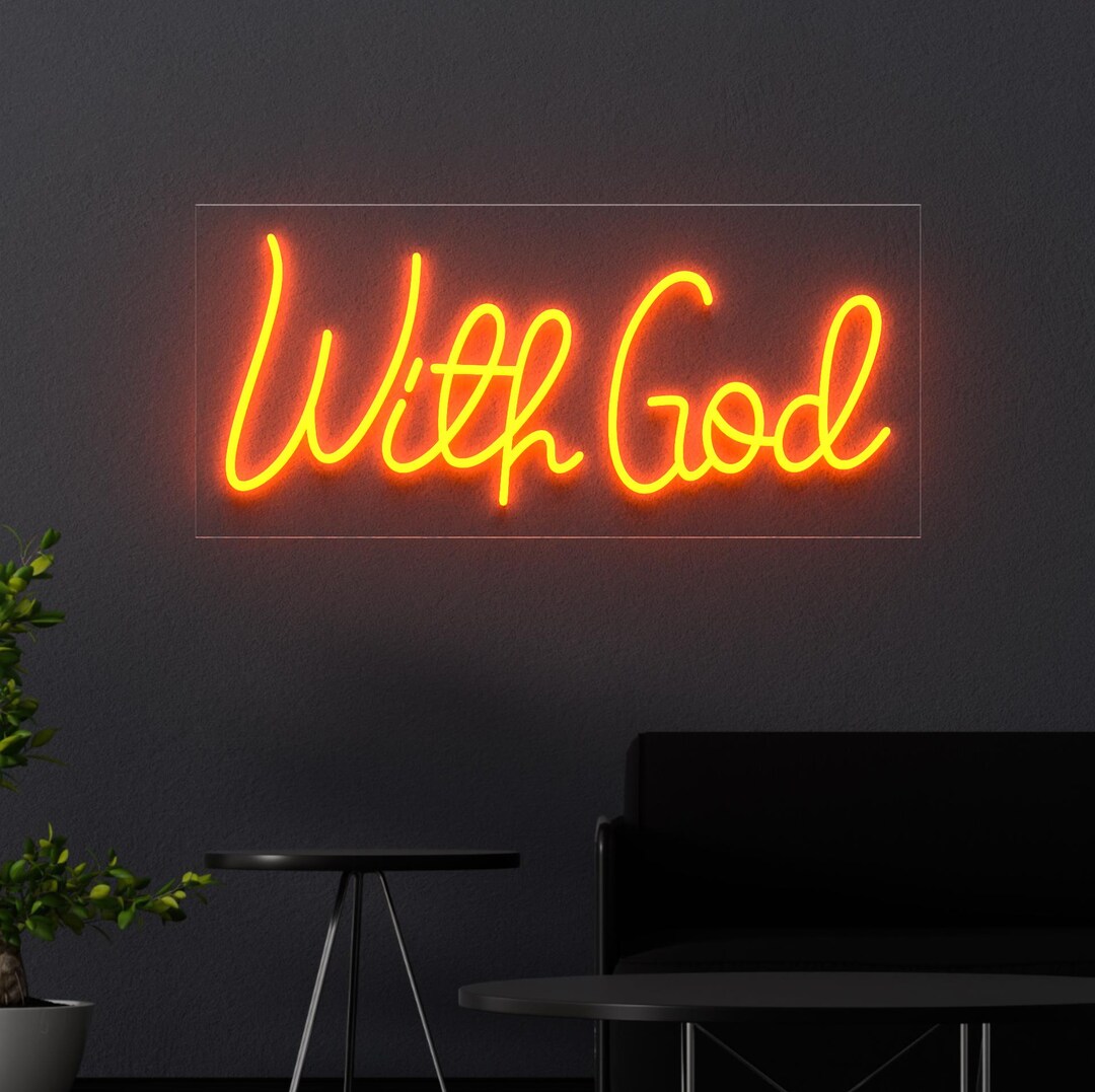 God Image Sign With God Neon Sign, Inspirational LED Light up Sign, Christian Wall ...
