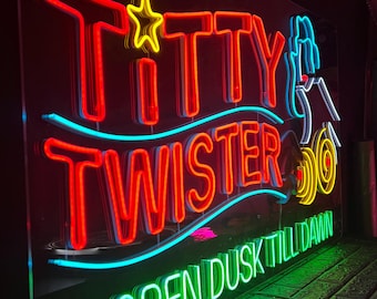 Titty Twister Neon Sign, Retro Bar LED Light, Vintage Wall Art