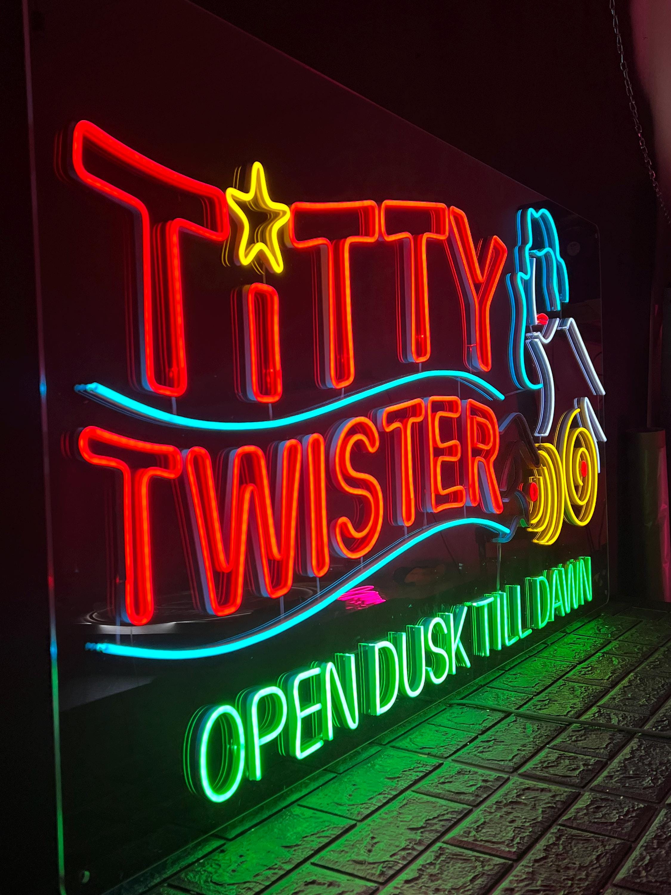 Titty Twister Neon Sign, Retro Bar LED Light, Vintage Wall Art