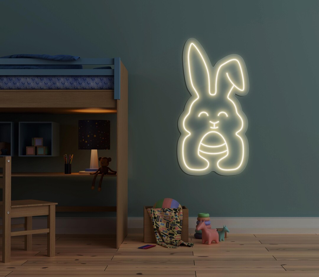 Cute Bunny Neon Sign, Kawaii Easter Bunny LED Sign, Easter Wall Decor ...
