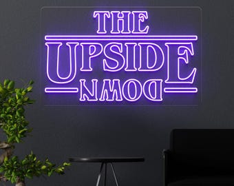 The Upside Down Neon Sign, LED Light Up Sign, Bedroom Wall Decor, Retro Game Room Gift, Horror Neon Light