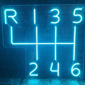 Manual Gear Shift Neon Sign, Gearbox LED Light Up Decor for Man Cave, Garage, Car Guy Gift