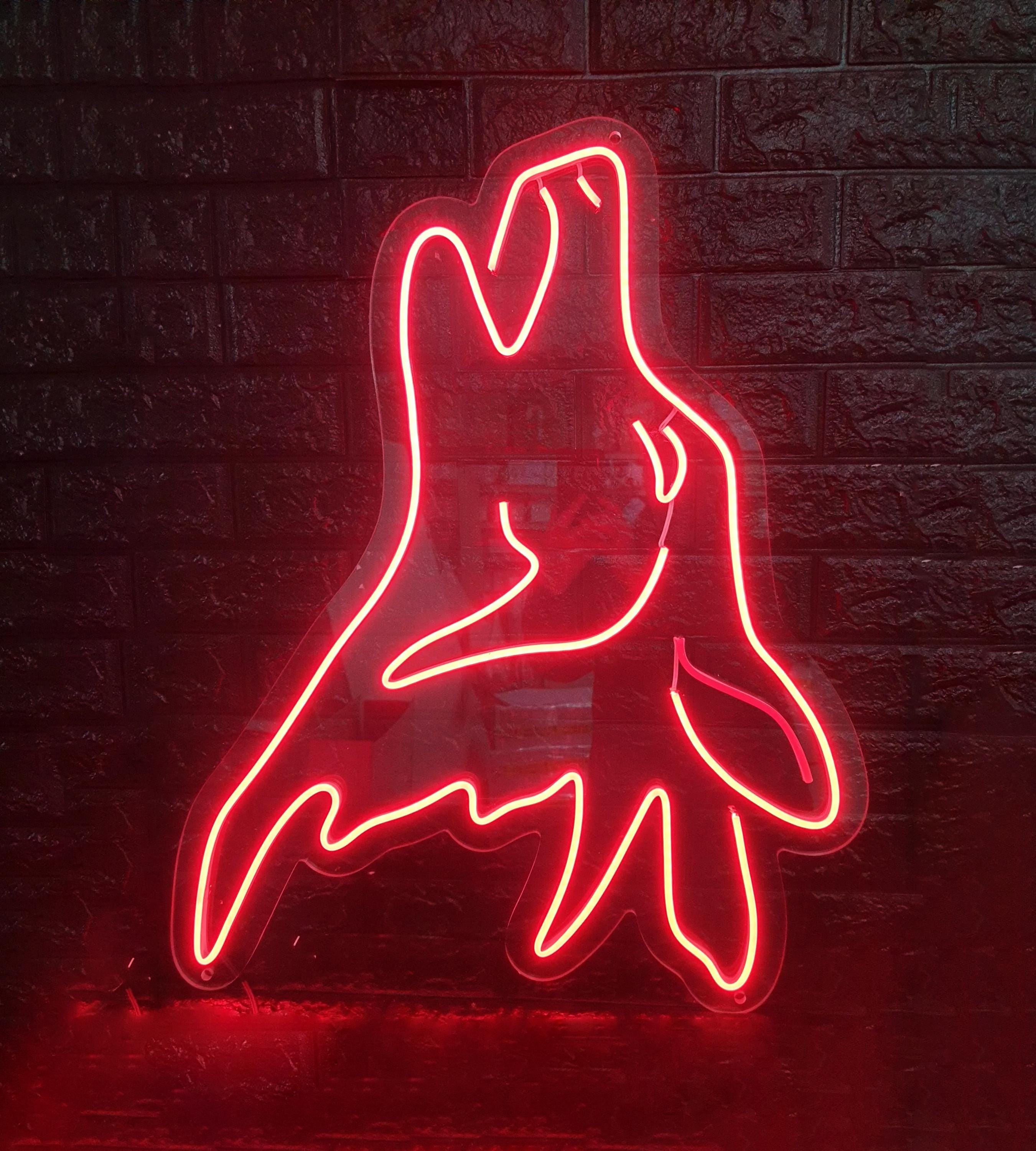 Howling Wolf Neon Sign, Led Neon Sign, Wolf Neon Sign, Man Cave Wall ...