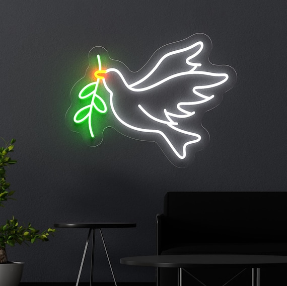 Peace Dove Neon Sign, Inspirational LED Light, Dove of Peace Wall Decor, Religious Home Accent, Motivational Gift, Modern Faith Wall Art