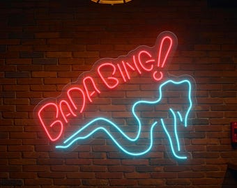 Bada Bing Neon Sign, Retro LED Wall Light, Bar Decor Neon Sign, Game Room Wall Art, Man Cave