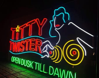 Titty Twister Neon Sign, Retro Bar LED Light, Vintage Wall Art