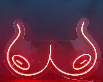 Boobs Neon Sign: Funny Boobies LED Light, Bedroom Wall Decor