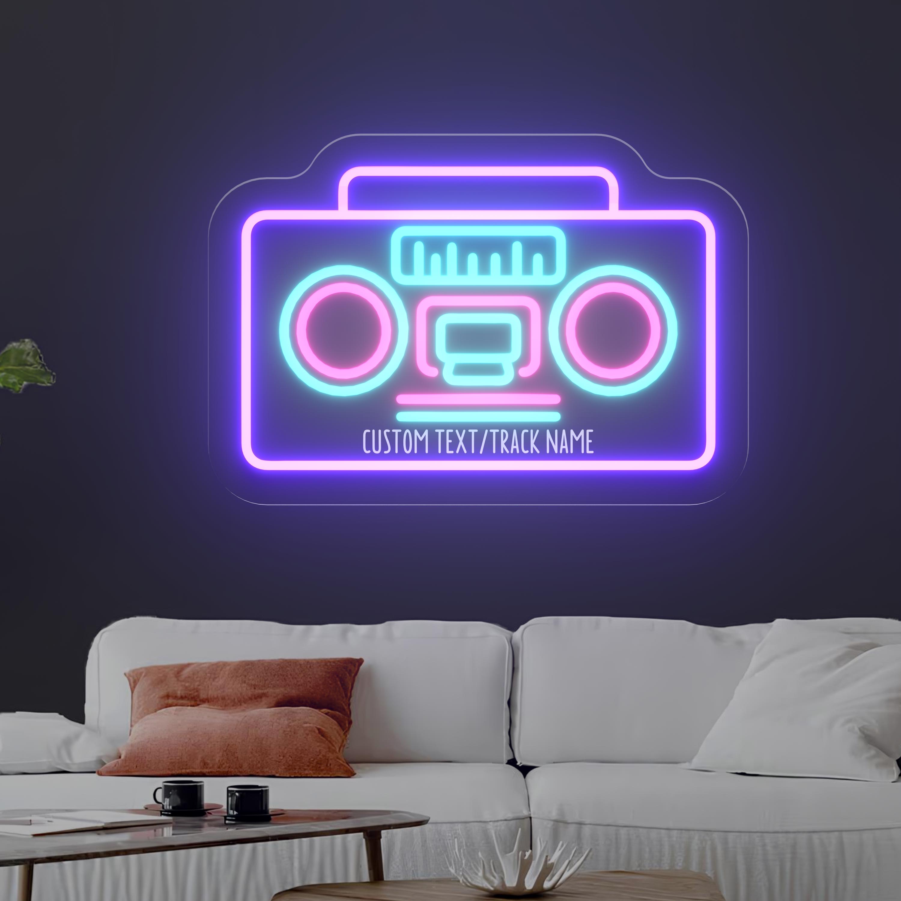 Retro Cassette Player Neon Sign, Vintage Boombox LED Wall Decor, Custom ...
