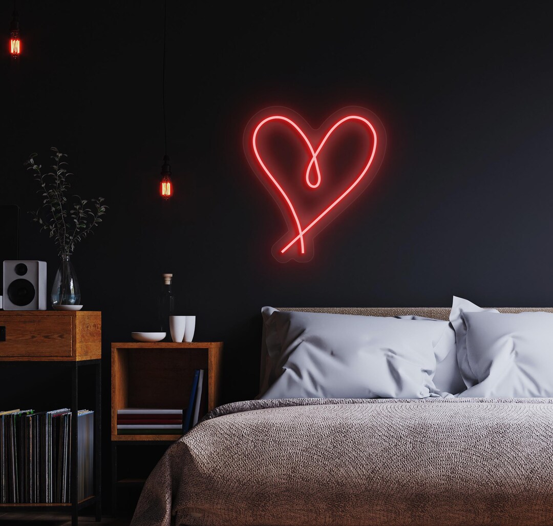 Red Heart Neon Sign: Romantic LED Light up Sign, Bedroom Wall Decor - Etsy