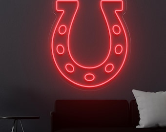Hufeisen Neon Leuchtreklame, Glückswanddekor, Glück LED-Licht, niedliches Geschenk für Haus, Garage, Spielzimmer