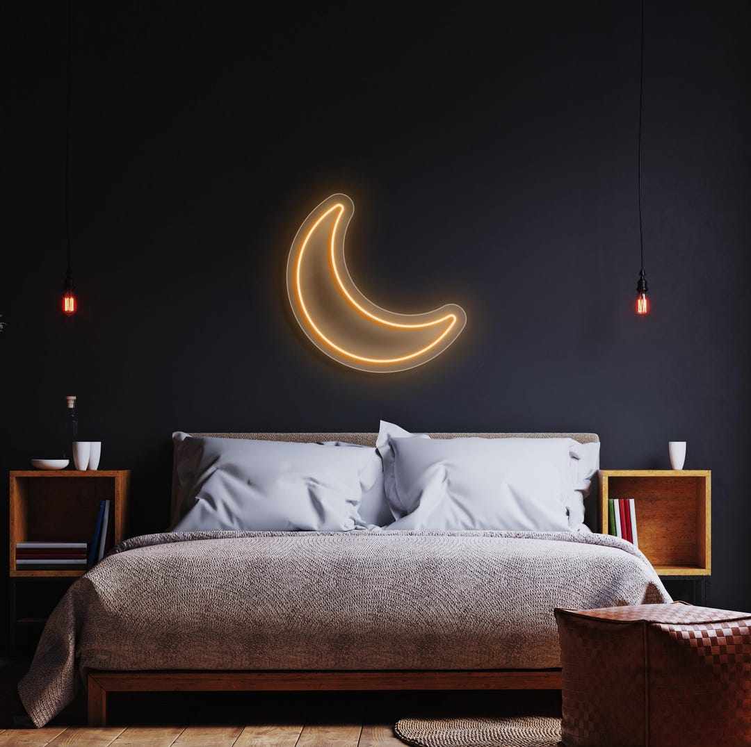 Led Neon Moon Crescent Moon Neon Sign, LED Light Decor for Bedroom, Living Room, Cozy ...