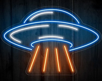 UFO Neon Sign, LED Alien Spaceship Light, Bedroom, Dorm, Game Room Wall Art