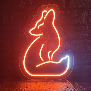 Cute Fox Neon Sign, LED Fox Sign, Animal Light Up Sign, Kids Room Decor, Nursery Neon Wall Art, Bedroom, Christmas Gift for Home, Children