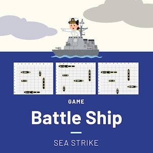 Printable Battleship Game - Sea Strike | Fun for Kids & Adults | Easy Print-and-Play Game, A4/Letter PDF Instant Download