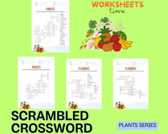 Fun Plants Crossword Activity for Kids – Scrambled Words Printable PDF