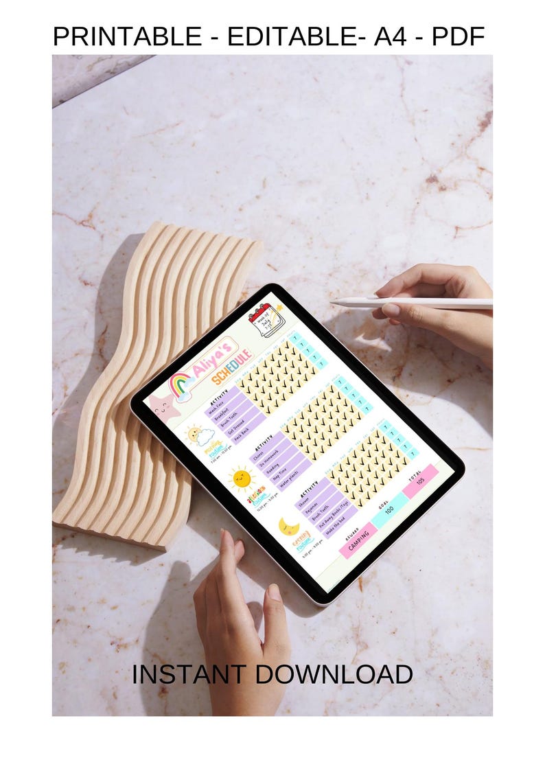 Kids Daily Activity Checklist Schedule Printable, Editable Chores Chart ...