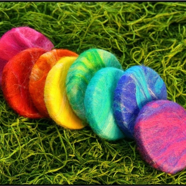 Rainbow felted mini kids guest soaps in Lavender scent/ 8 pack by luckyloulou