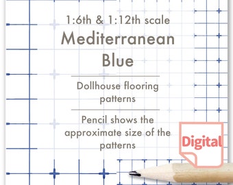 Dollhouse Flooring, Mediterranean Blue Tile Pattern (Digital Download)