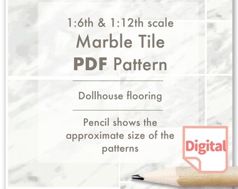 Dollhouse Marble Tile Wallpaper, 1/6 & 1/12 Scale (PDF Pattern)