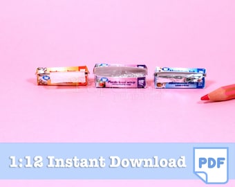 1/12 Miniature Food Wrap Printables, Dollhouse Kitchen (PDF Pattern)