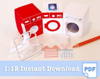 1/12 Scale Dollhouse Washing Machine Printables | DIY Miniature Furniture (PDF)